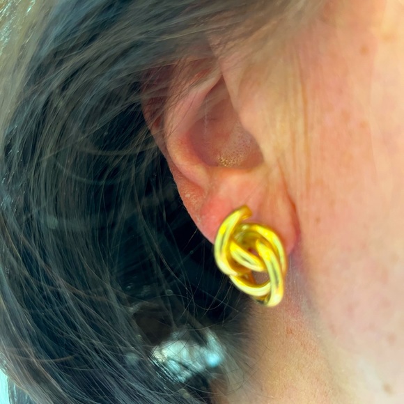 Loopy Gold Knot Earrings - Picture 2 of 16